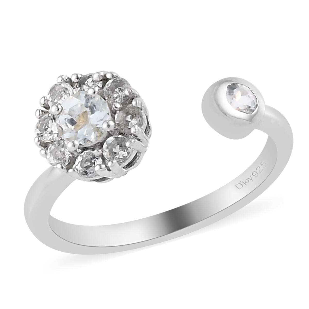 Mangoro Aquamarine Birthstone Anxiety Spinner Openable Band Ring in Platinum Over Sterling Silver (Adjustable Size 9-11) 0.65 ctw (Size 5) image number 0