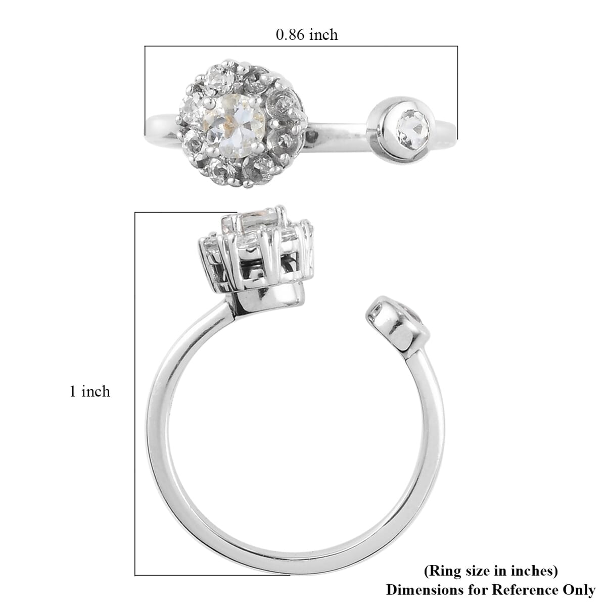 Mangoro Aquamarine Birthstone Anxiety Spinner Openable Band Ring in Platinum Over Sterling Silver (Adjustable Size 9-11) 0.65 ctw (Size 5) image number 5