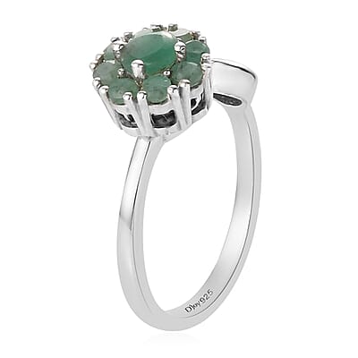 Socoto Emerald May Birthstone Anxiety Spinner Openable Band Ring in Platinum Over Sterling Silver (Medium Adjustable Size 6-8) 0.75 ctw