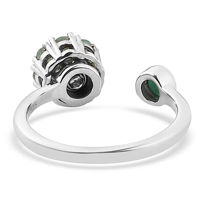 Socoto Emerald Birthstone Anxiety Spinner Openable Band Ring in Platinum Over Sterling Silver (Medium Adjustable Size 6-8) 0.75 ctw