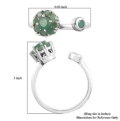 Socoto Emerald Birthstone Anxiety Spinner Openable Band Ring in Platinum Over Sterling Silver (Medium Adjustable Size 6-8) 0.75 ctw