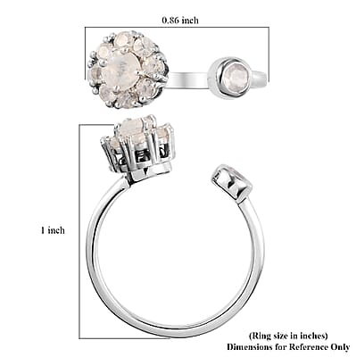 Kuisa Rainbow Moonstone Birthstone Anxiety Spinner Openable Band Ring in Platinum Over Sterling Silver (Adjustable Size 9-11) 0.70 ctw (Size 11)