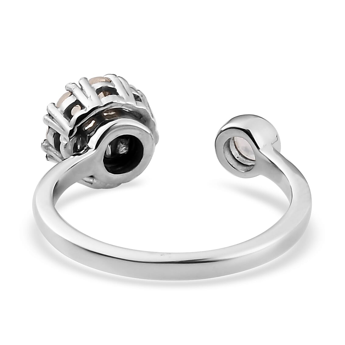 Kuisa Rainbow Moonstone Birthstone Anxiety Spinner Openable Band Ring in Platinum Over Sterling Silver (Adjustable Size 9-11) 0.70 ctw (Size 5)