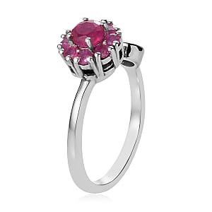 Niassa Ruby (FF) July Birthstone Anxiety Spinner Openable Band Ring in Platinum Over Sterling Silver (Medium Adjustable Size 6-8) 1.10 ctw (Size 5.0) 1.10 ctw