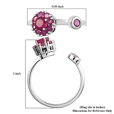 Niassa Ruby (FF) July Birthstone Anxiety Spinner Openable Band Ring in Platinum Over Sterling Silver (Medium Adjustable Size 6-8) 1.10 ctw (Size 6.0) 1.10 ctw