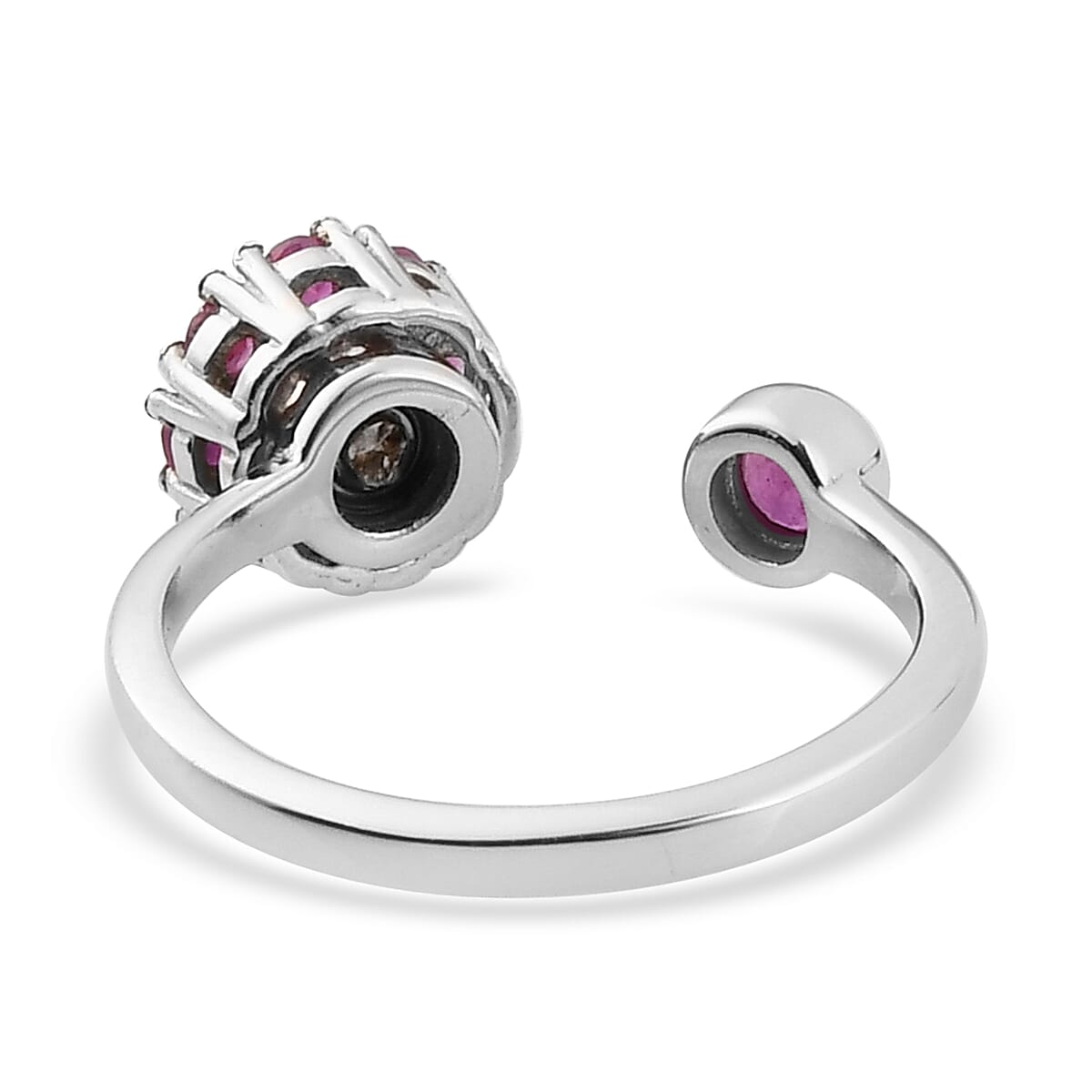 Niassa Ruby (FF) July Birthstone Anxiety Spinner Openable Band Ring in Platinum Over Sterling Silver (Medium Adjustable Size 6-8) 1.10 ctw (Size 9.0) 1.10 ctw