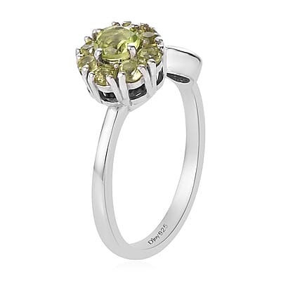 Peridot August Birthstone Anxiety Spinner Openable Band Ring in Platinum Over Sterling Silver (Adjustable Size 6-8) (Size 12.0) 0.75 ctw