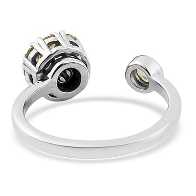 Peridot August Birthstone Anxiety Spinner Openable Band Ring in Platinum Over Sterling Silver (Adjustable Size 6-8) (Size 12.0) 0.75 ctw