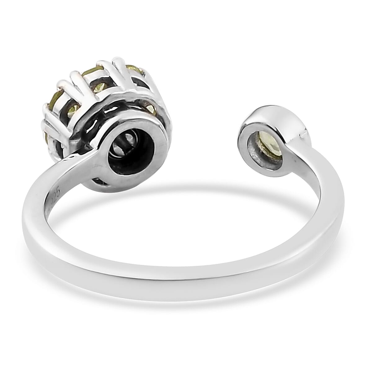 Peridot August Birthstone Anxiety Spinner Openable Band Ring in Platinum Over Sterling Silver (Adjustable Size 6-8) (Size 9.0) 0.75 ctw