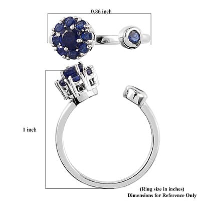 Masoala Sapphire (D) September Birthstone Anxiety Spinner Openable Band Ring in Platinum Over Sterling Silver (Large Adjustable Size 9-11) 1.10 ctw
