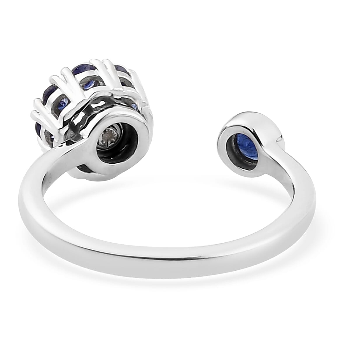 Masoala Sapphire (D) September Birthstone Anxiety Spinner Openable Band Ring in Platinum Over Sterling Silver (Large Adjustable Size 9-11) (Size 8.0) 1.10 ctw