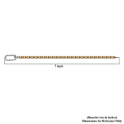 D'Joy Brazilian Citrine 11.85 ctw Tennis Bracelet Platinum Over Sterling Silver, Customizable Gifts, Simulated Diamond Charm Enhancer Lock (7.25 In)