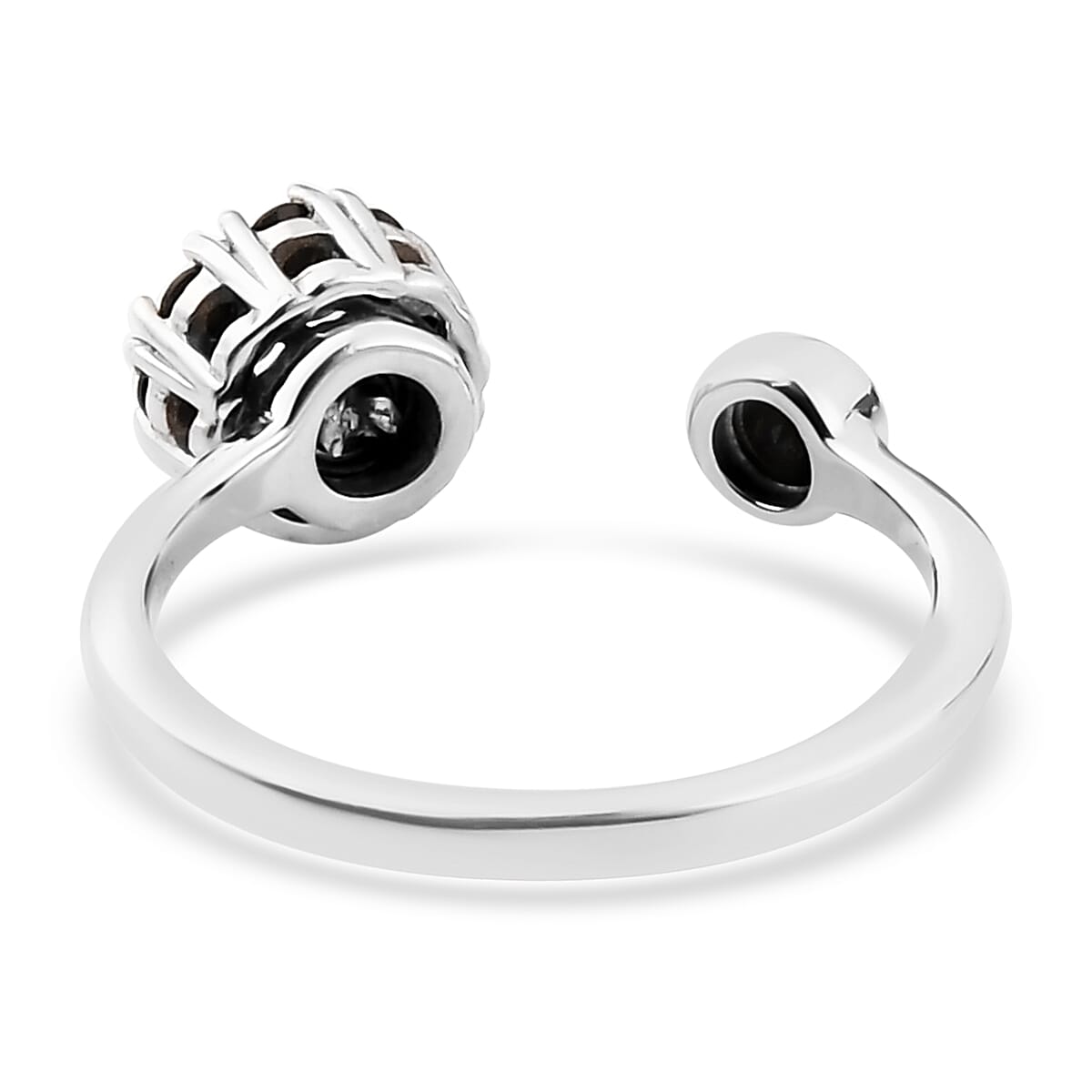 Australian Black Tourmaline Birthstone Anxiety Spinner Openable Band Ring in Platinum Over Sterling Silver (Adjustable Size 9-11) 0.70 ctw (Size 11)
