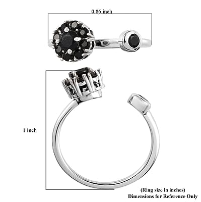 Australian Black Tourmaline Birthstone Anxiety Spinner Openable Band Ring in Platinum Over Sterling Silver (Adjustable Size 9-11) 0.70 ctw (Size 11)