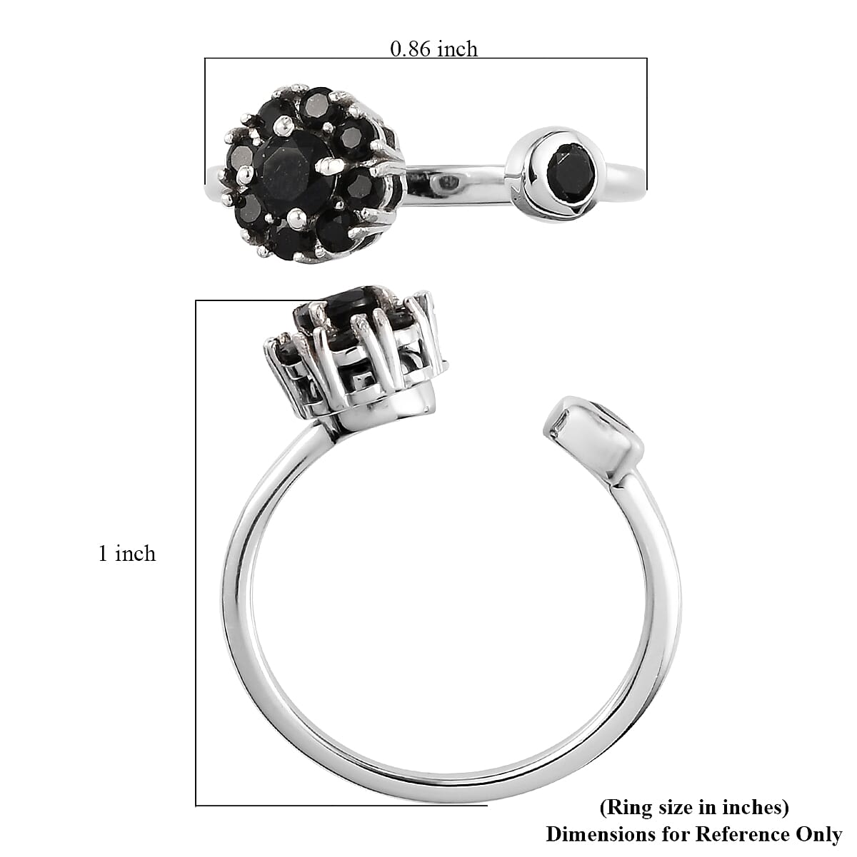 Australian Black Tourmaline Birthstone Anxiety Spinner Openable Band Ring in Platinum Over Sterling Silver (Adjustable Size 9-11) 0.70 ctw (Size 6)