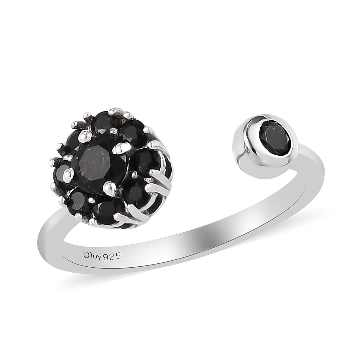 Australian Black Tourmaline Birthstone Anxiety Spinner Openable Band Ring in Platinum Over Sterling Silver (Adjustable Size 9-11) 0.70 ctw (Size 8)