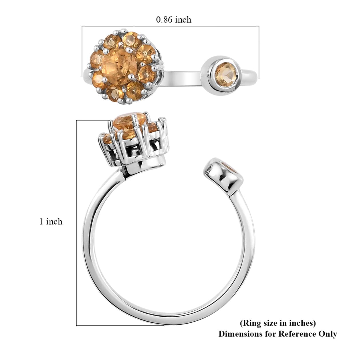 Brazilian Citrine November Birthstone Anxiety Spinner Openable Band Ring in Platinum Over Sterling Silver (Medium Adjustable Size 6-8) (Size 5.0) 0.70 ctw image number 5