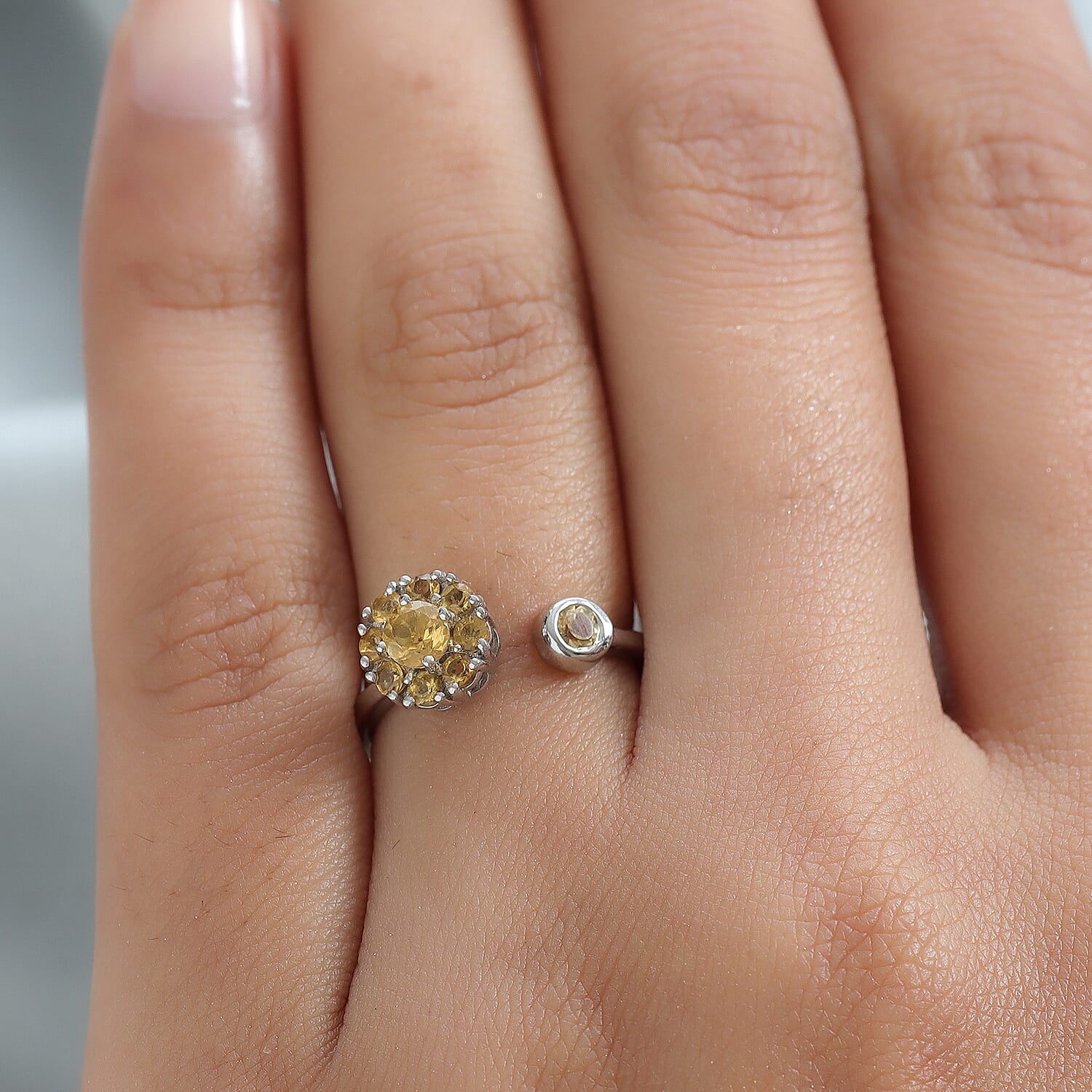 Brazilian Citrine November Birthstone Anxiety Spinner Openable Band Ring in Platinum Over Sterling Silver (Medium Adjustable Size 6-8) 0.70 ctw