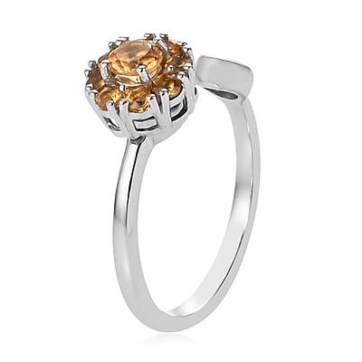 Brazilian Citrine November Birthstone Anxiety Spinner Openable Band Ring in Platinum Over Sterling Silver (Medium Adjustable Size 6-8) 0.70 ctw