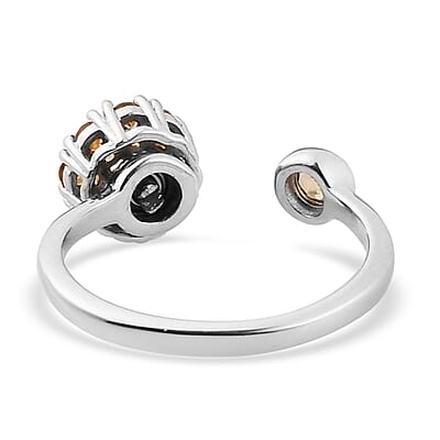 Brazilian Citrine November Birthstone Anxiety Spinner Openable Band Ring in Platinum Over Sterling Silver (Medium Adjustable Size 6-8) (Size 8.0) 0.70 ctw