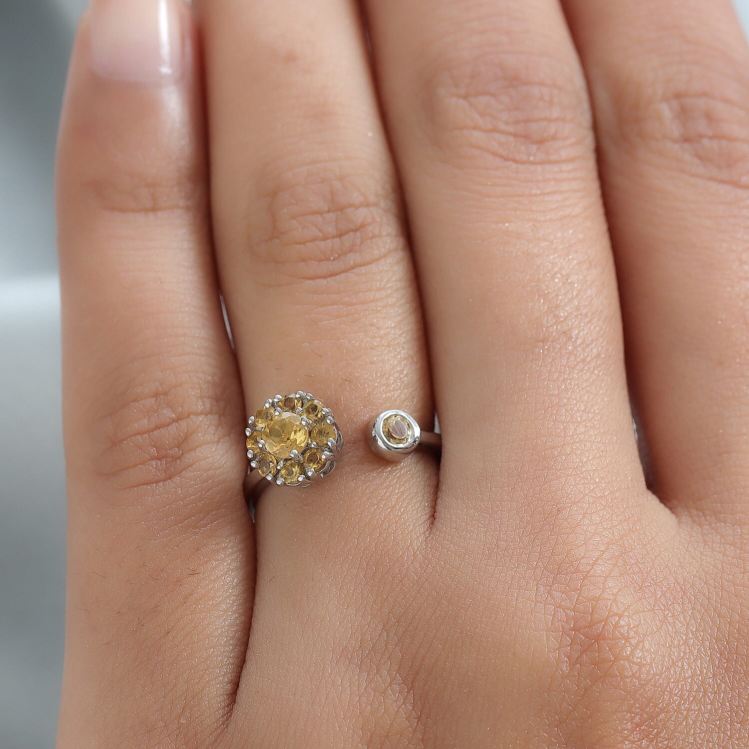 Brazilian Citrine November Birthstone Anxiety Spinner Openable Band Ring in Platinum Over Sterling Silver (Medium Adjustable Size 6-8) (Size 9.0) 0.70 ctw