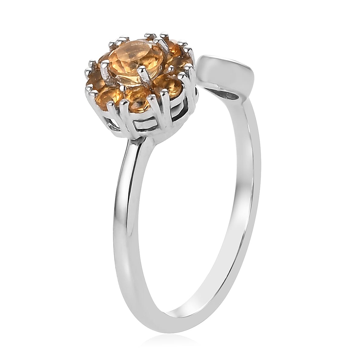 Brazilian Citrine November Birthstone Anxiety Spinner Openable Band Ring in Platinum Over Sterling Silver (Medium Adjustable Size 6-8) (Size 9.0) 0.70 ctw
