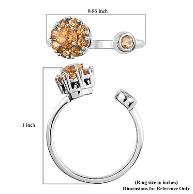 Brazilian Citrine November Birthstone Anxiety Spinner Openable Band Ring in Platinum Over Sterling Silver (Medium Adjustable Size 6-8) (Size 9.0) 0.70 ctw