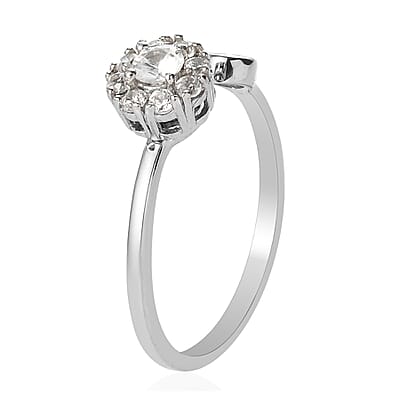White Zircon Birthstone Anxiety Spinner Openable Band Ring in Platinum Over Sterling Silver (Medium Adjustable (Size 11.0) 0.90 ctw (Size 11)
