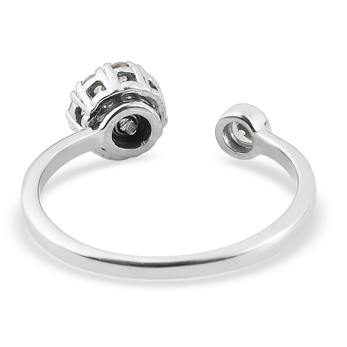 White Zircon Birthstone Anxiety Spinner Openable Band Ring in Platinum Over Sterling Silver (Medium Adjustable Size 9-11) 0.90 ctw (Size 11)