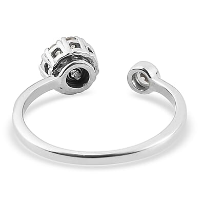 White Zircon Birthstone Anxiety Spinner Openable Band Ring in Platinum Over Sterling Silver (Medium Adjustable (Size 11.0) 0.90 ctw (Size 11)