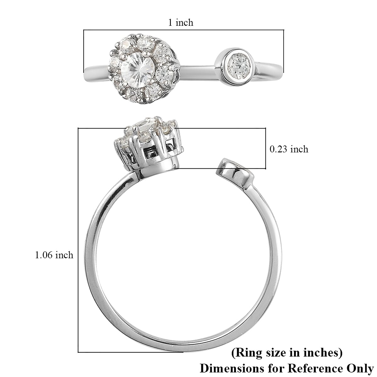 White Zircon Birthstone Anxiety Spinner Openable Band Ring in Platinum Over Sterling Silver (Medium Adjustable Size 9-11) 0.90 ctw (Size 11)