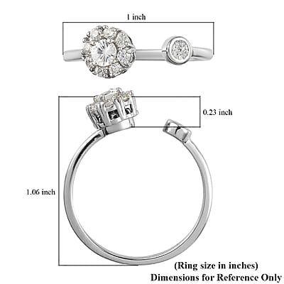 White Zircon Birthstone Anxiety Spinner Openable Band Ring in Platinum Over Sterling Silver (Medium Adjustable Size 9-11) 0.90 ctw (Size 12)