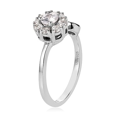 White Zircon Birthstone Anxiety Spinner Openable Band Ring in Platinum Over Sterling Silver (Medium Adjustable Size 9-11) 0.90 ctw (Size 9)