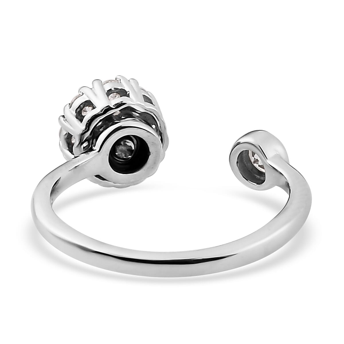 White Zircon Birthstone Anxiety Spinner Openable Band Ring in Platinum Over Sterling Silver (Medium Adjustable Size 9-11) 0.90 ctw (Size 9)