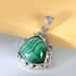African Malachite Solitaire Pendant in Platinum Over Copper with Magnet 13.40 ctw image number 1