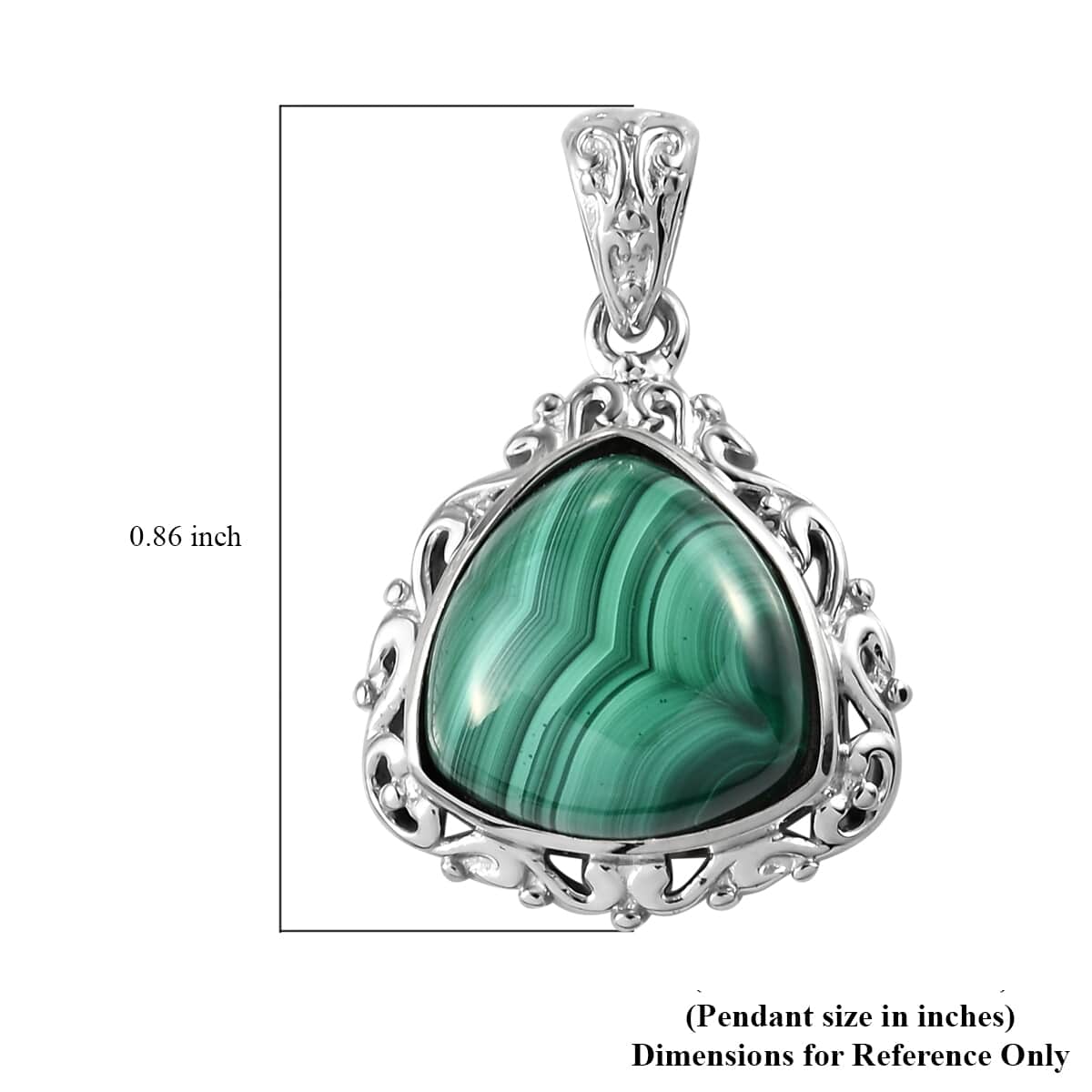 African Malachite Solitaire Pendant in Platinum Over Copper with Magnet 13.40 ctw image number 4