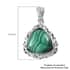 African Malachite Solitaire Pendant in Platinum Over Copper with Magnet 13.40 ctw image number 4