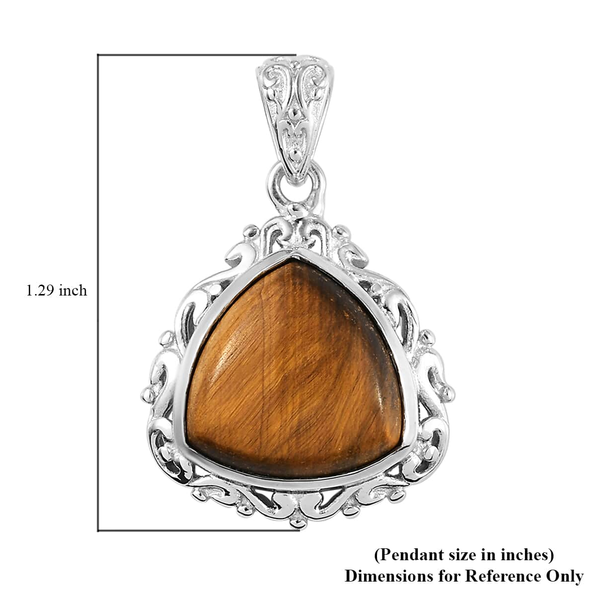 Tiger's Eye Solitaire Pendant in Platinum Over Copper with Magnet 11.30 ctw image number 4