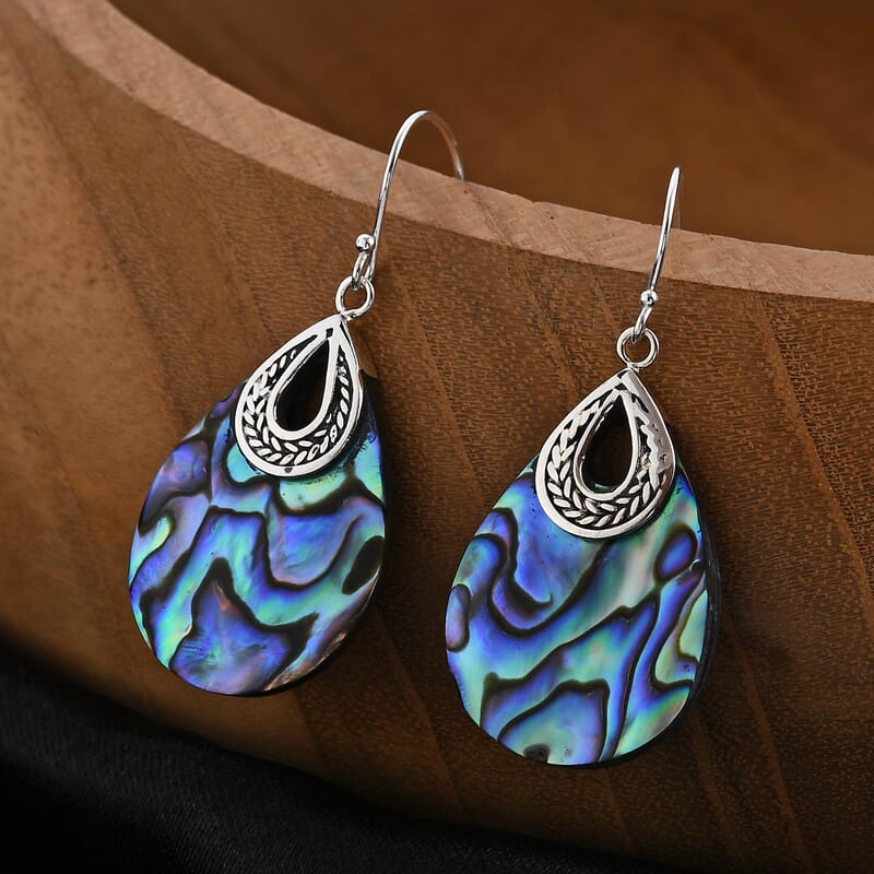 Abalone Shell Earrings in Sterling Silver