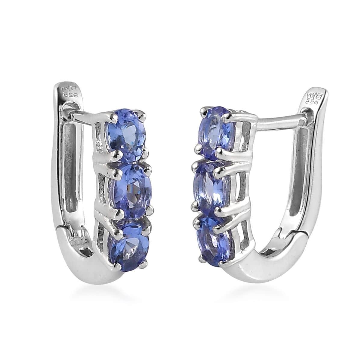 AAA Tanzanite Huggie Hoop Earrings in Platinum Over Sterling Silver 1.00 ctw image number 0