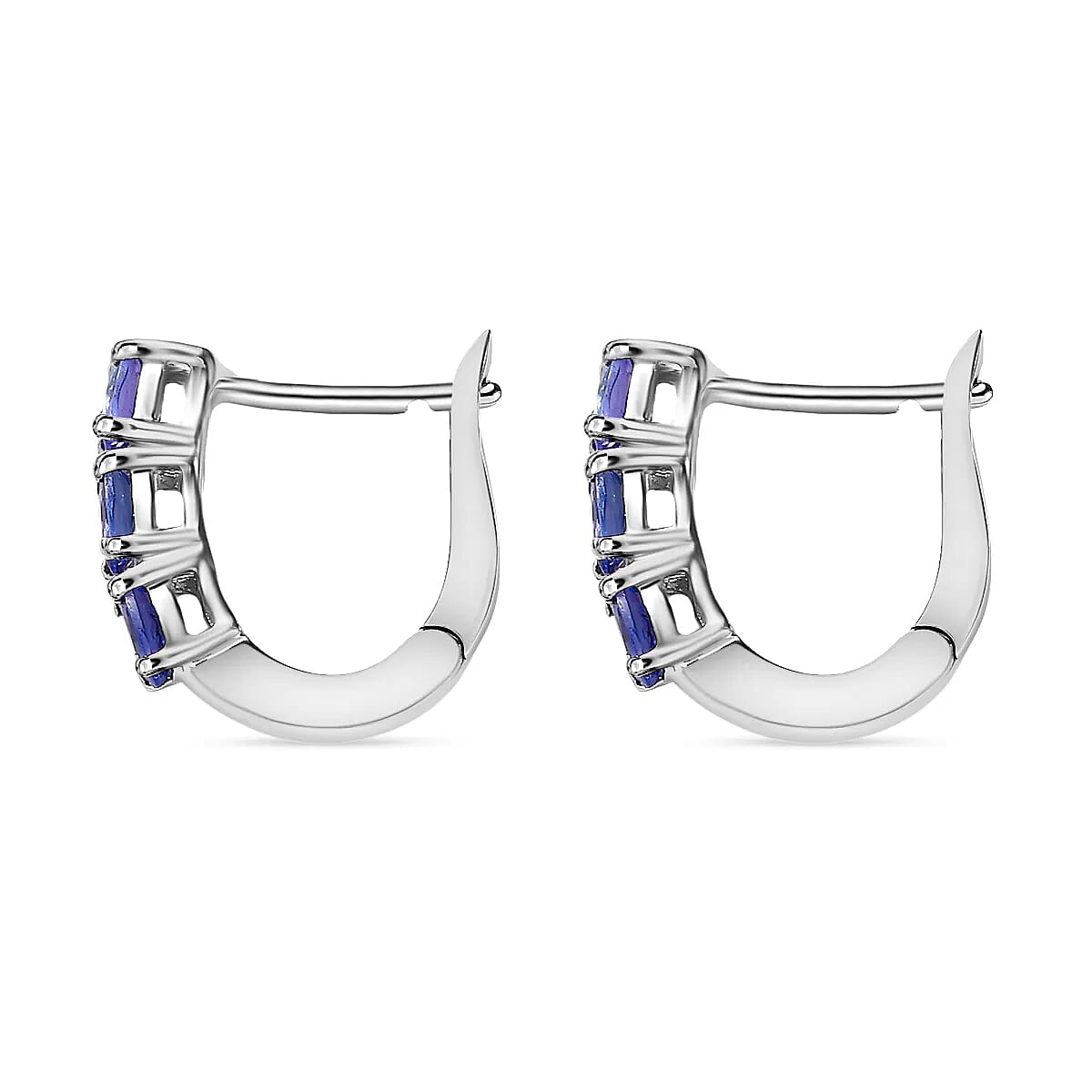 AAA Tanzanite Huggie Hoop Earrings in Platinum Over Sterling Silver 1.00 ctw