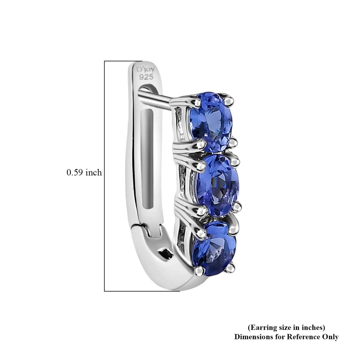 AAA Tanzanite Huggie Hoop Earrings in Platinum Over Sterling Silver 1.00 ctw image number 5