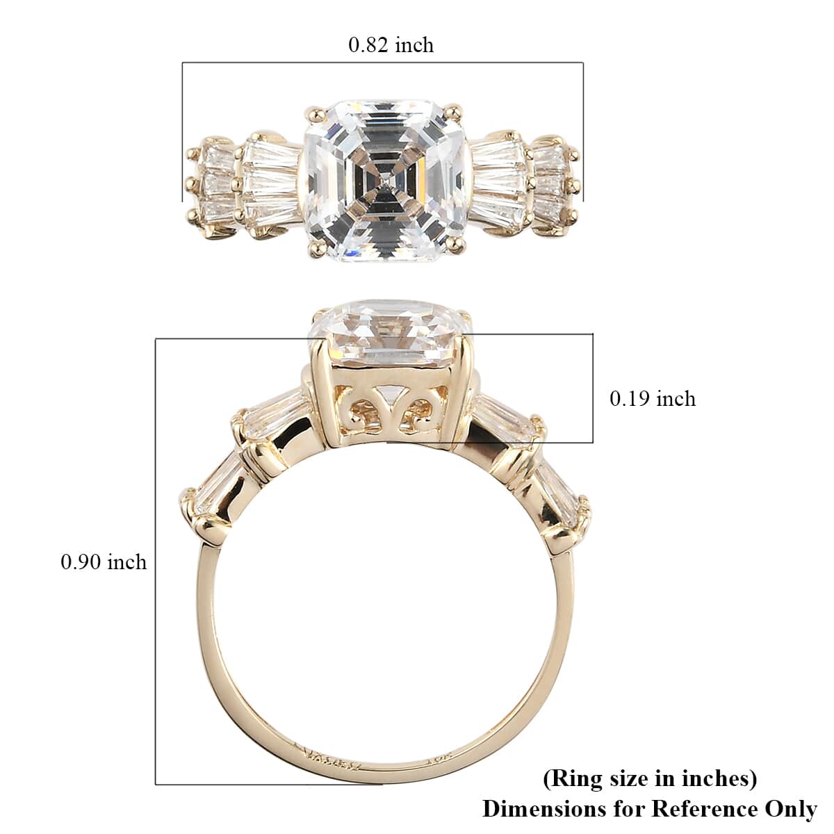 LUXORO 10K Yellow Gold Made with Finest CZ Ring (Size 7.0) 2.20 Grams 5.65 ctw image number 5