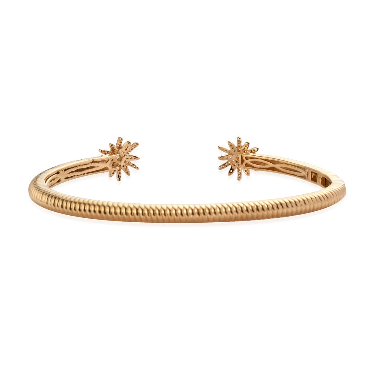 Tis the Season to Sparkle Jewelry Gift Set with Simulated Diamond Starburst Bangle Bracelet in 14K Yellow Gold Over Over Sterling Silver (7.25 In) 21.65 Grams 0.85 ctw image number 6