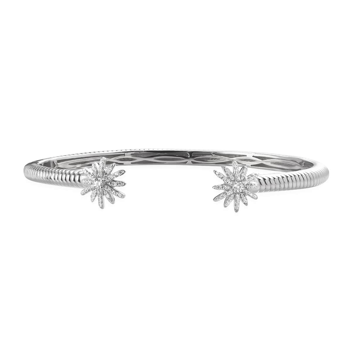 Tis the Season to Sparkle Jewelry Gift Set with Simulated Diamond Bangle Bracelet in Platinum Over Sterling Silver (7.25 In) 0.85 ctw image number 2