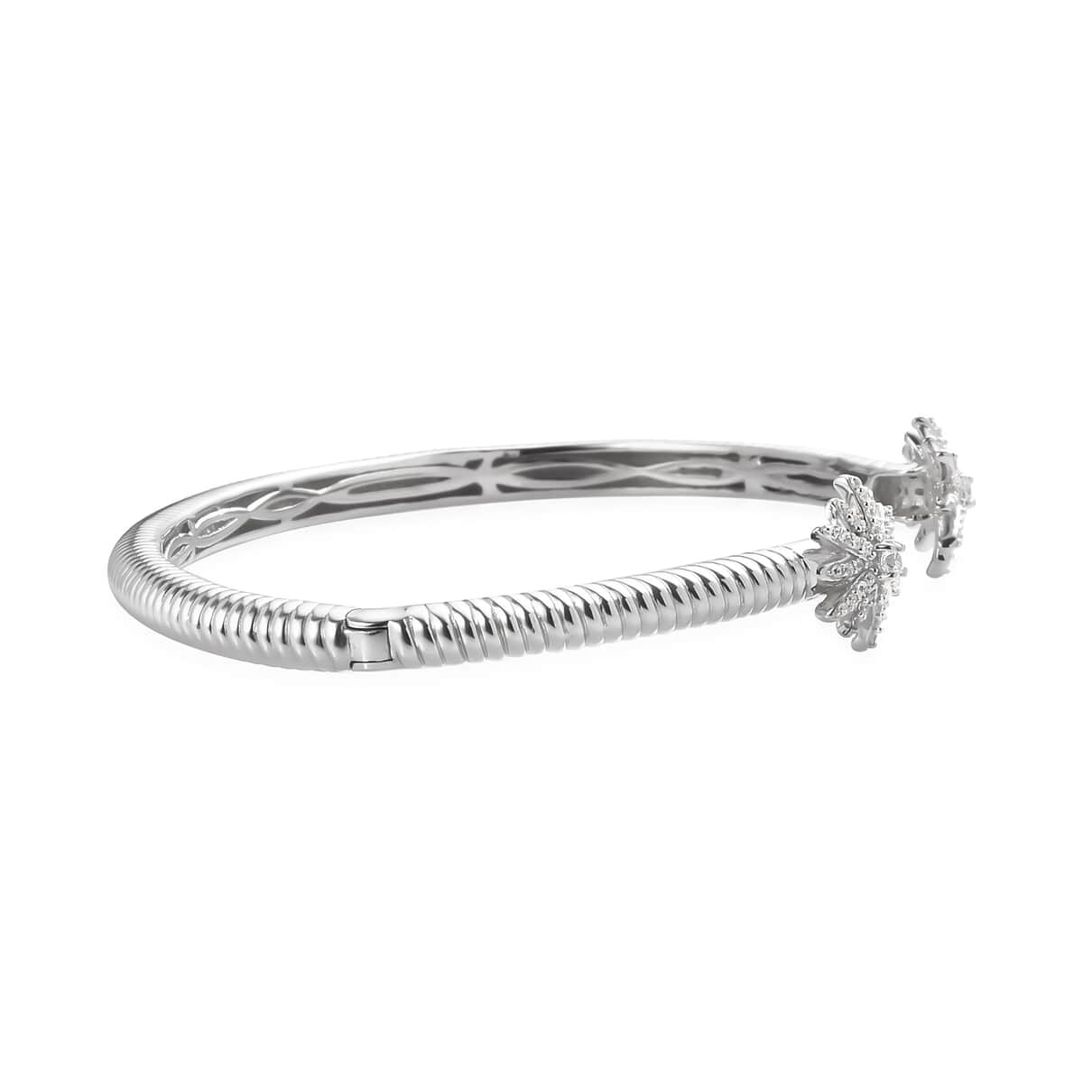 Tis the Season to Sparkle Jewelry Gift Set with Simulated Diamond Bangle Bracelet in Platinum Over Sterling Silver (7.25 In) 0.85 ctw image number 5