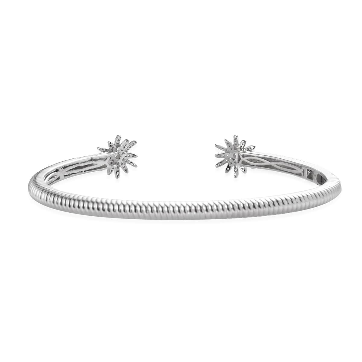 Tis the Season to Sparkle Jewelry Gift Set with Simulated Diamond Bangle Bracelet in Platinum Over Sterling Silver (7.25 In) 0.85 ctw image number 6