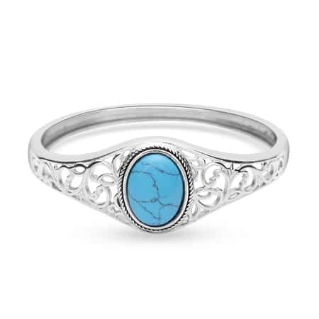 Blue Howlite Bangle Bracelet in Stainless Steel (7.00 In) 11.80 ctw image number 3