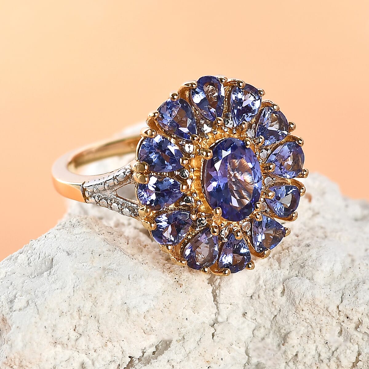 AAA Tanzanite Cocktail Ring in Vermeil Yellow Gold Over Sterling Silver (Size 5.0) 2.65 ctw image number 1