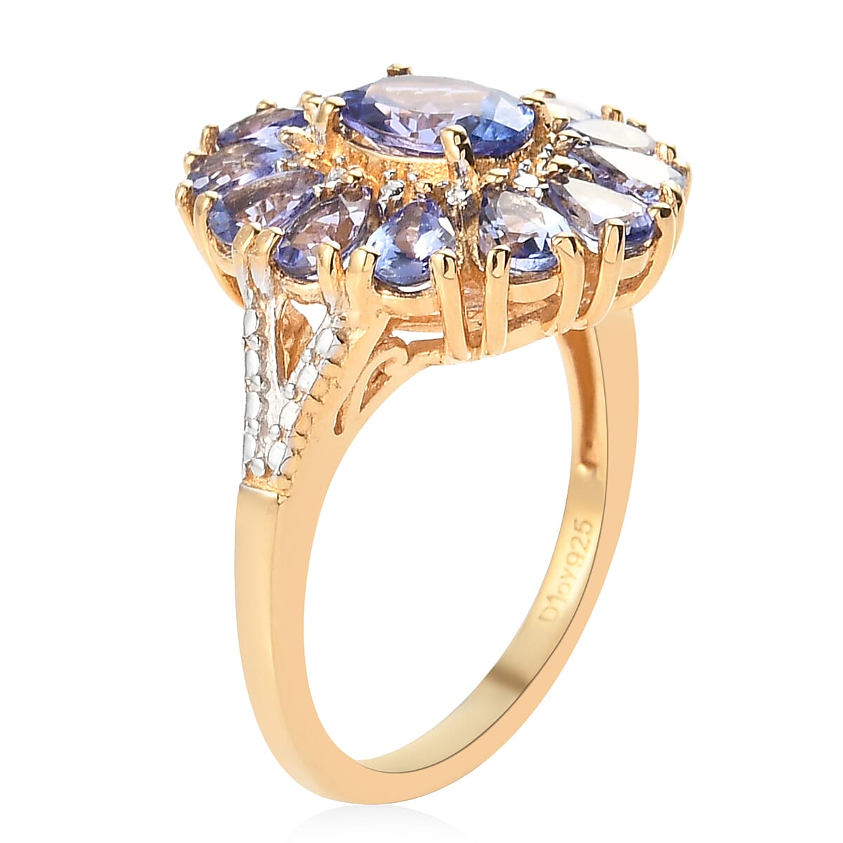 AAA Tanzanite Cocktail Ring in Vermeil Yellow Gold Over Sterling Silver (Size 5.0) 2.65 ctw image number 3